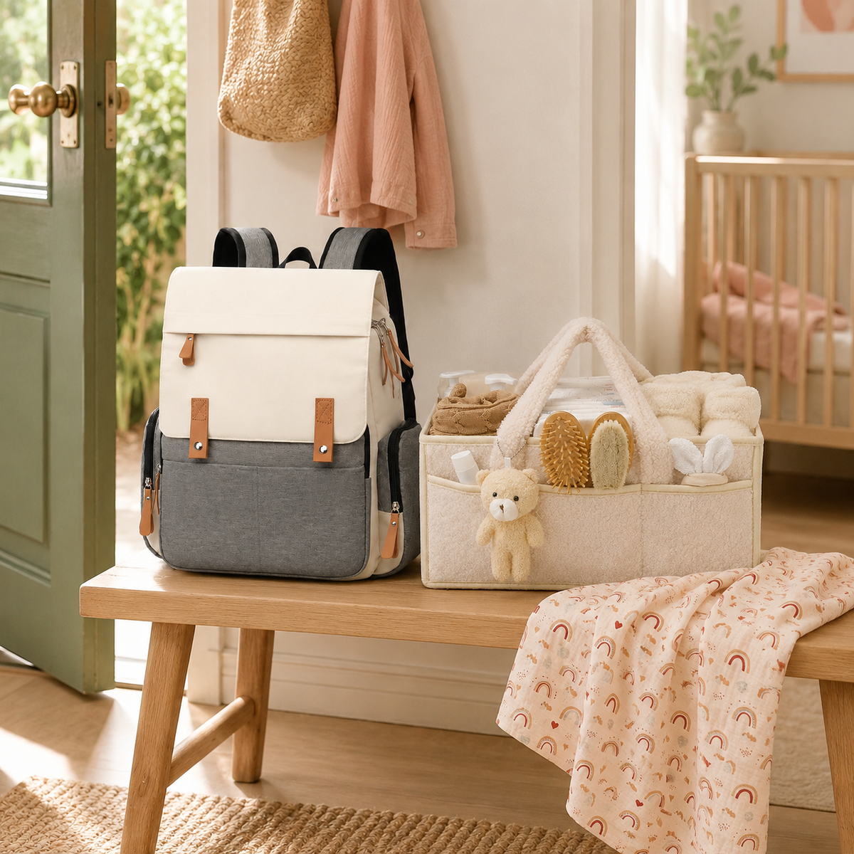 Préparer la rentrée de bébé en crèche avec un sac à langer, un organisateur et des langes