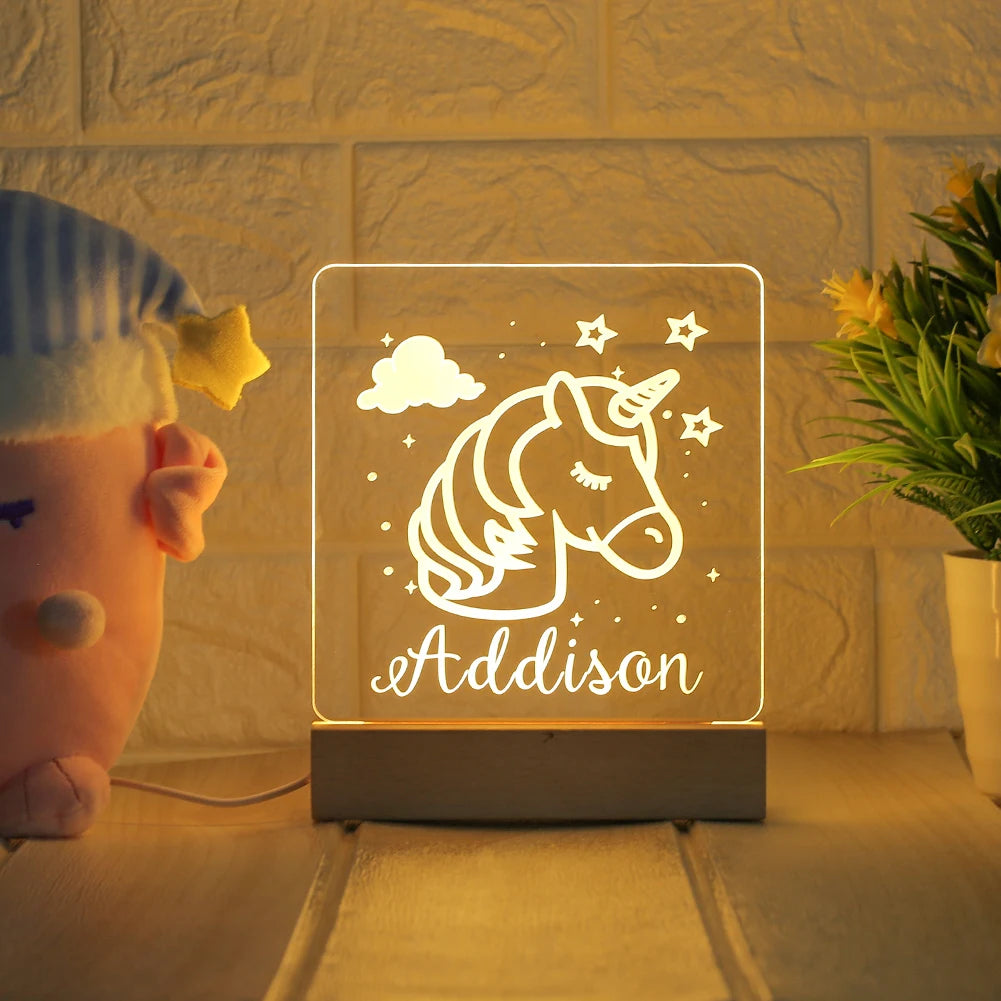 Veilleuse Personnalisée Prénom - Lumière Chaude / Licorne