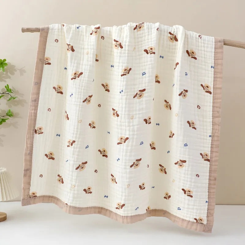 Couverture bébé en gaze de coton motif petits chiens