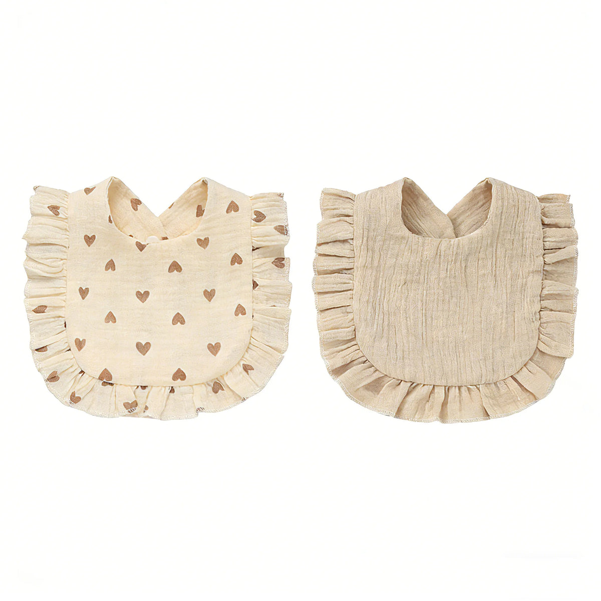 Lot de 2 Bavoirs Bébé en Gaze de Coton à Volants