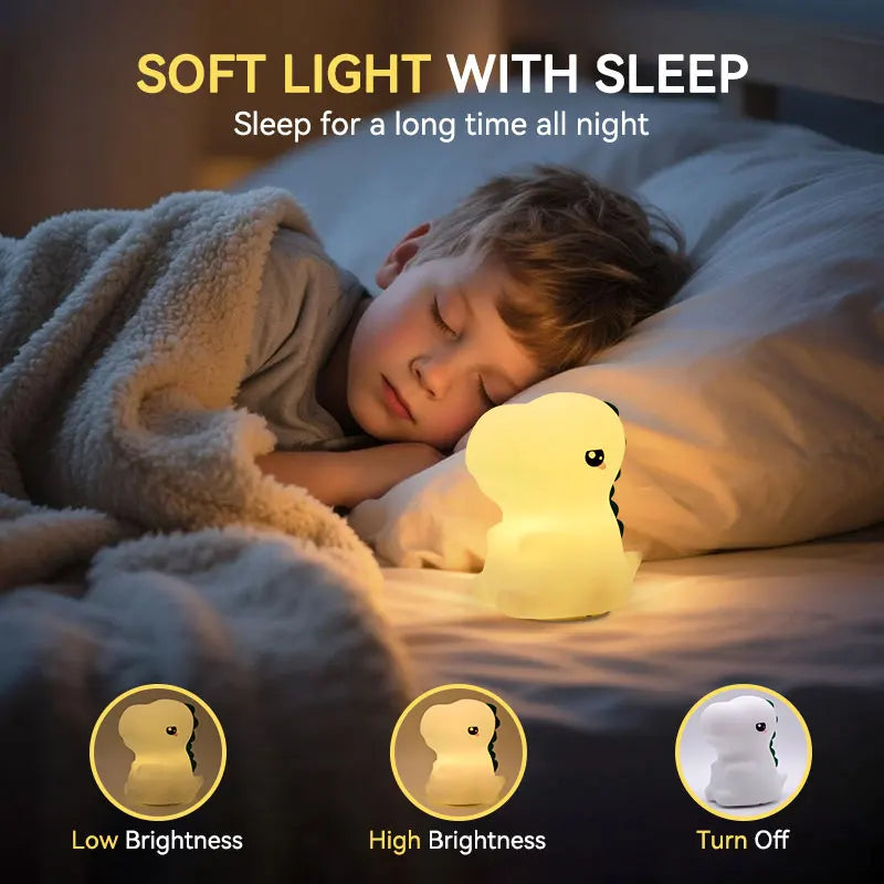 Veilleuse Bébé Dinosaure en Silicone Rechargeable