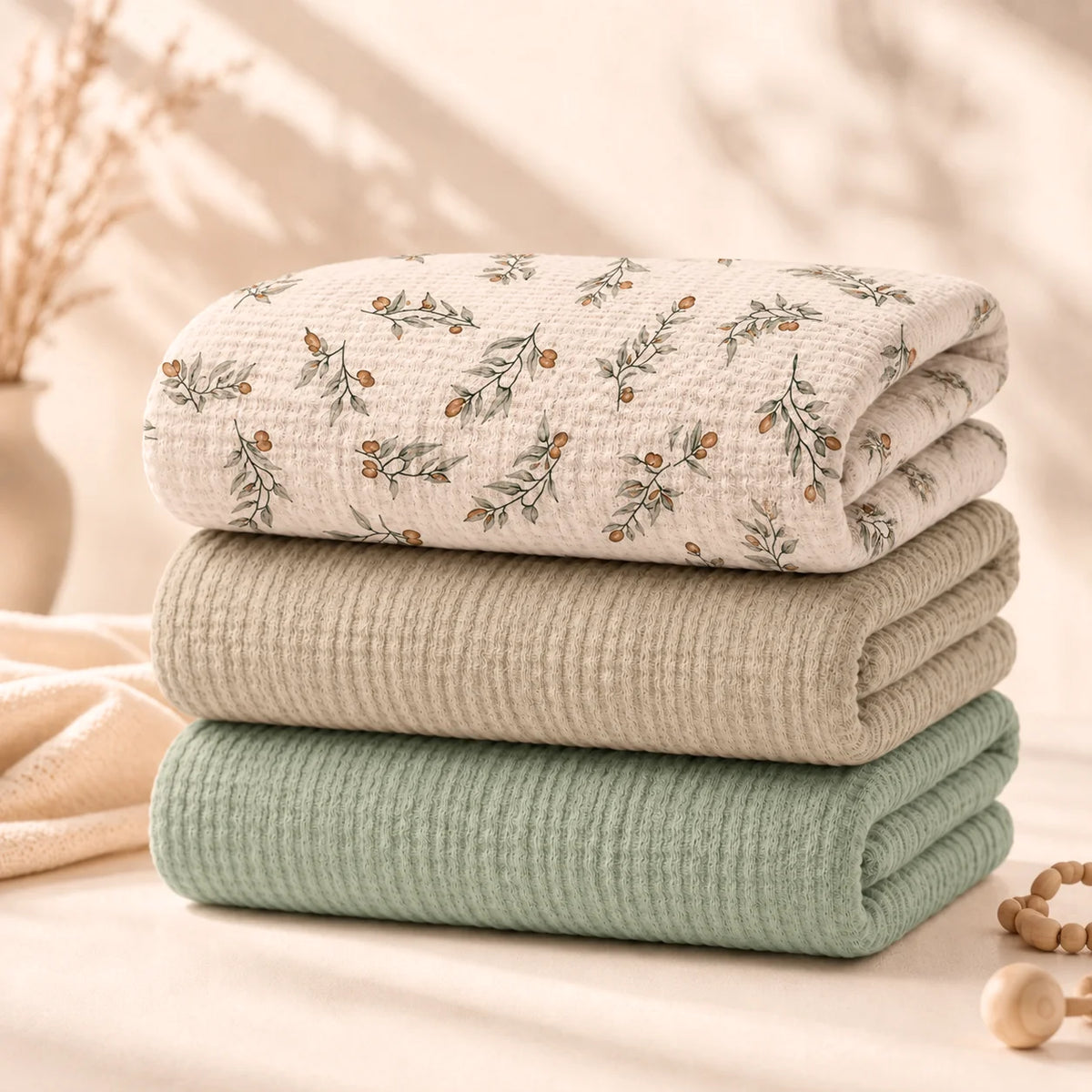 Couvertures Bébé en Double Gaze – Lot de 3