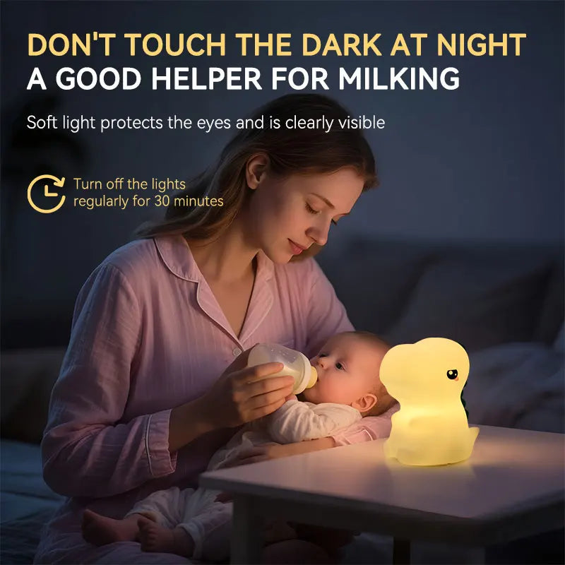 Veilleuse Bébé Dinosaure en Silicone Rechargeable