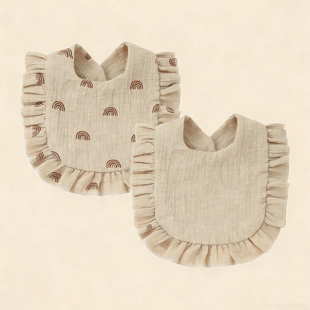 Lot de 2 Bavoirs Bébé en Gaze de Coton à Volants