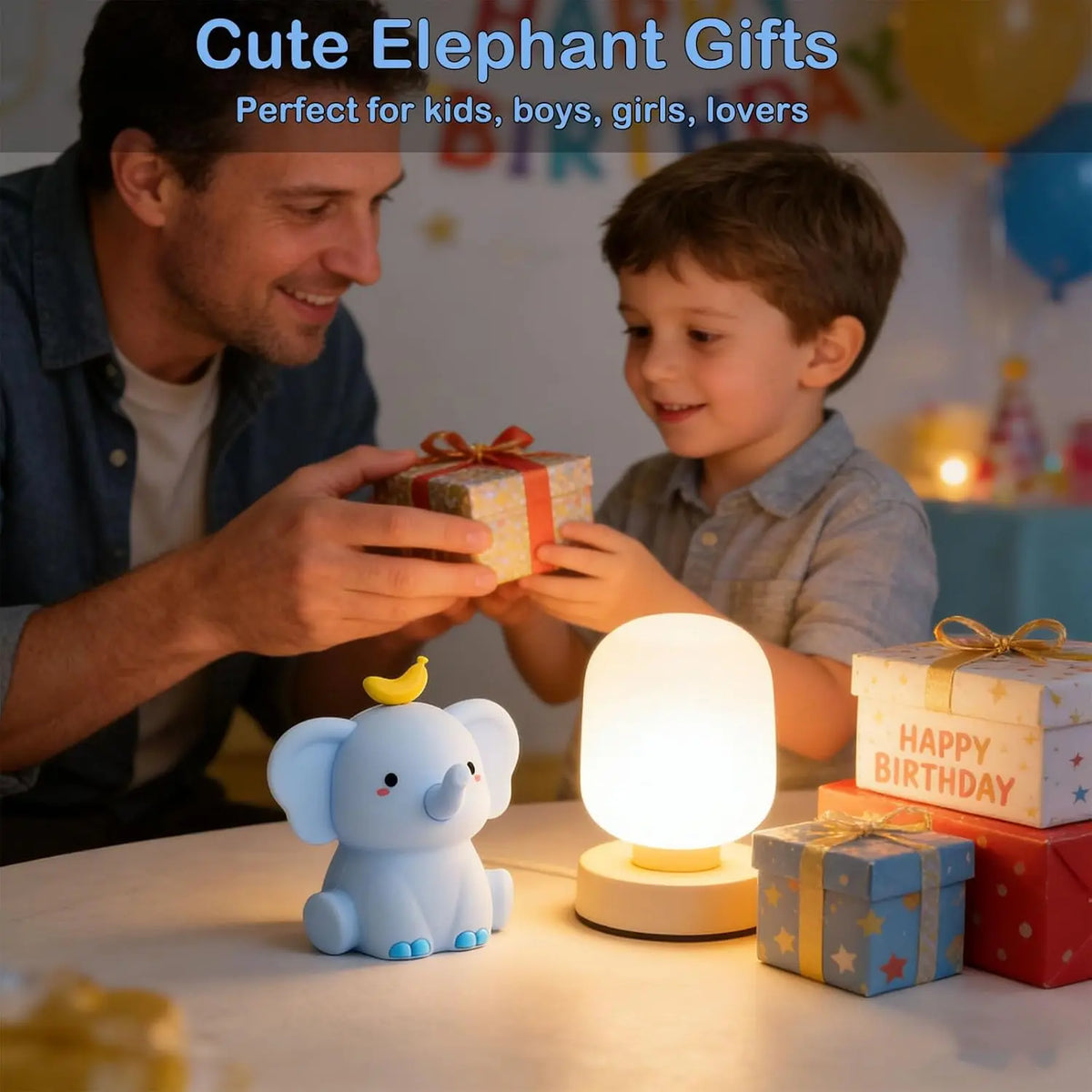 Veilleuse Bébé Éléphant en Silicone Rechargeable
