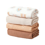 Lot de 4 langes bébé pliés en mousseline de coton