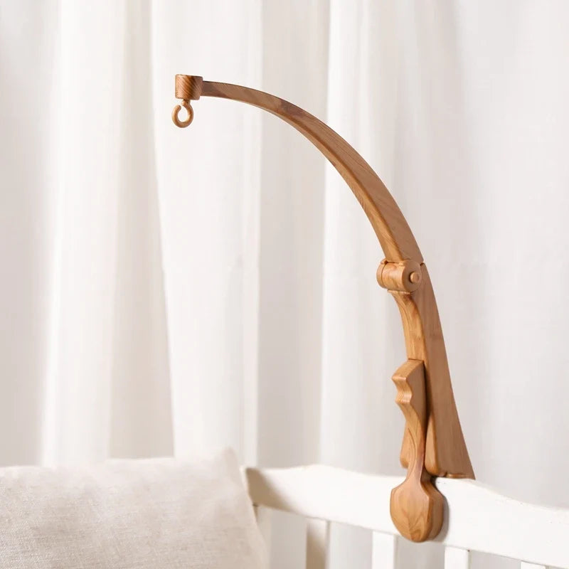 Support de mobile bébé courbé effet bois fixé au lit, support seul