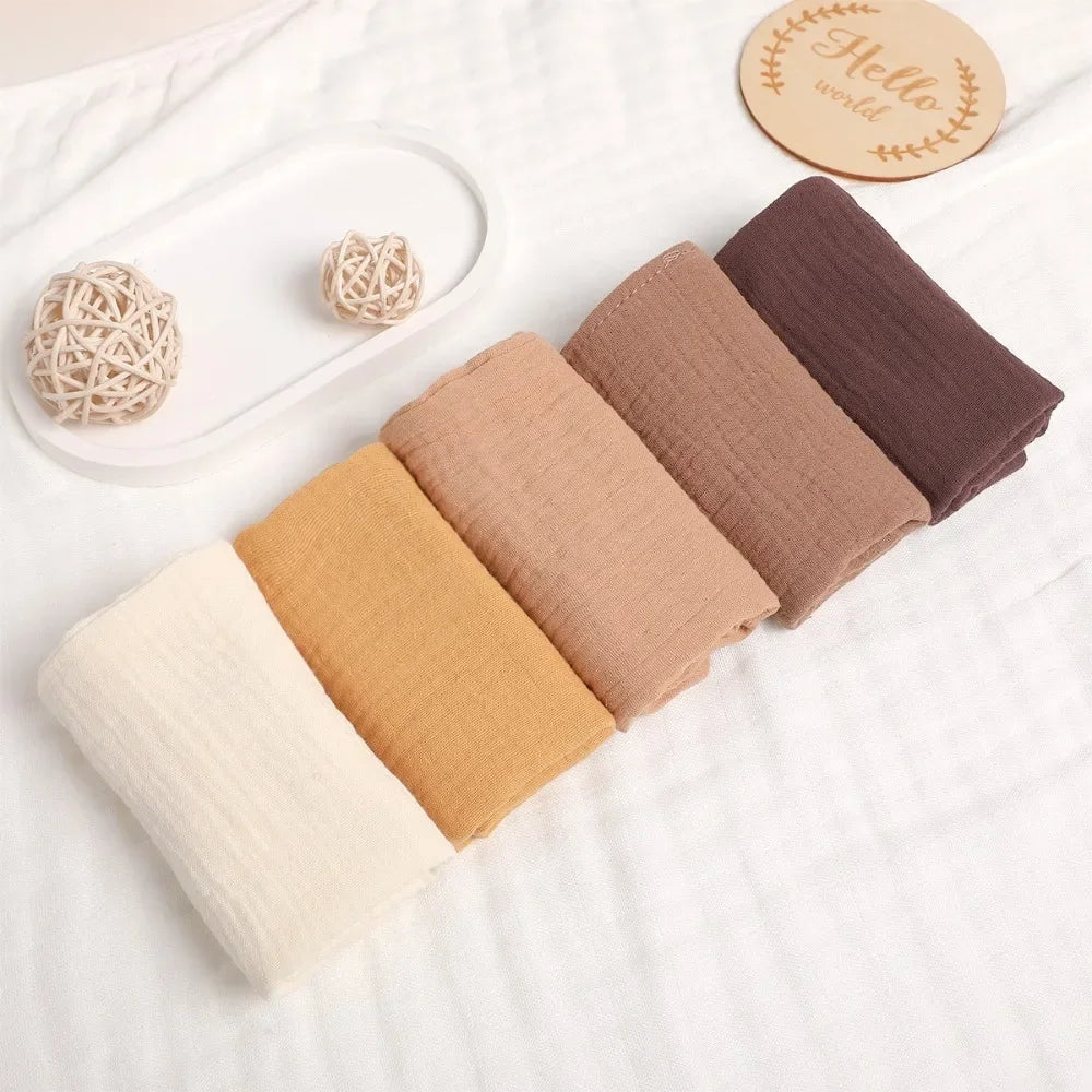 Linges de Toilette Bébé en Gaze de Coton — Lot de 3 ou 5
