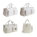 Sac à langer matelassé écru en quatre modèles ours et fleurs