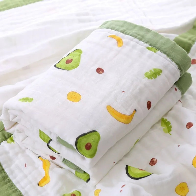 Couverture bébé en gaze de coton motif avocats