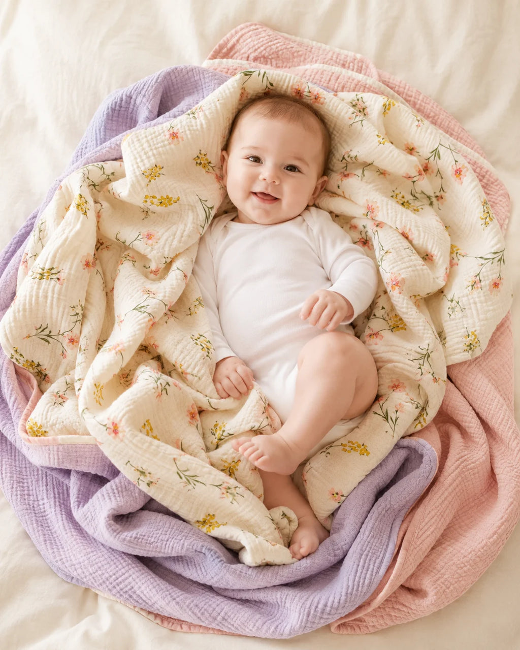Double Gauze Baby Blankets – Set of 3