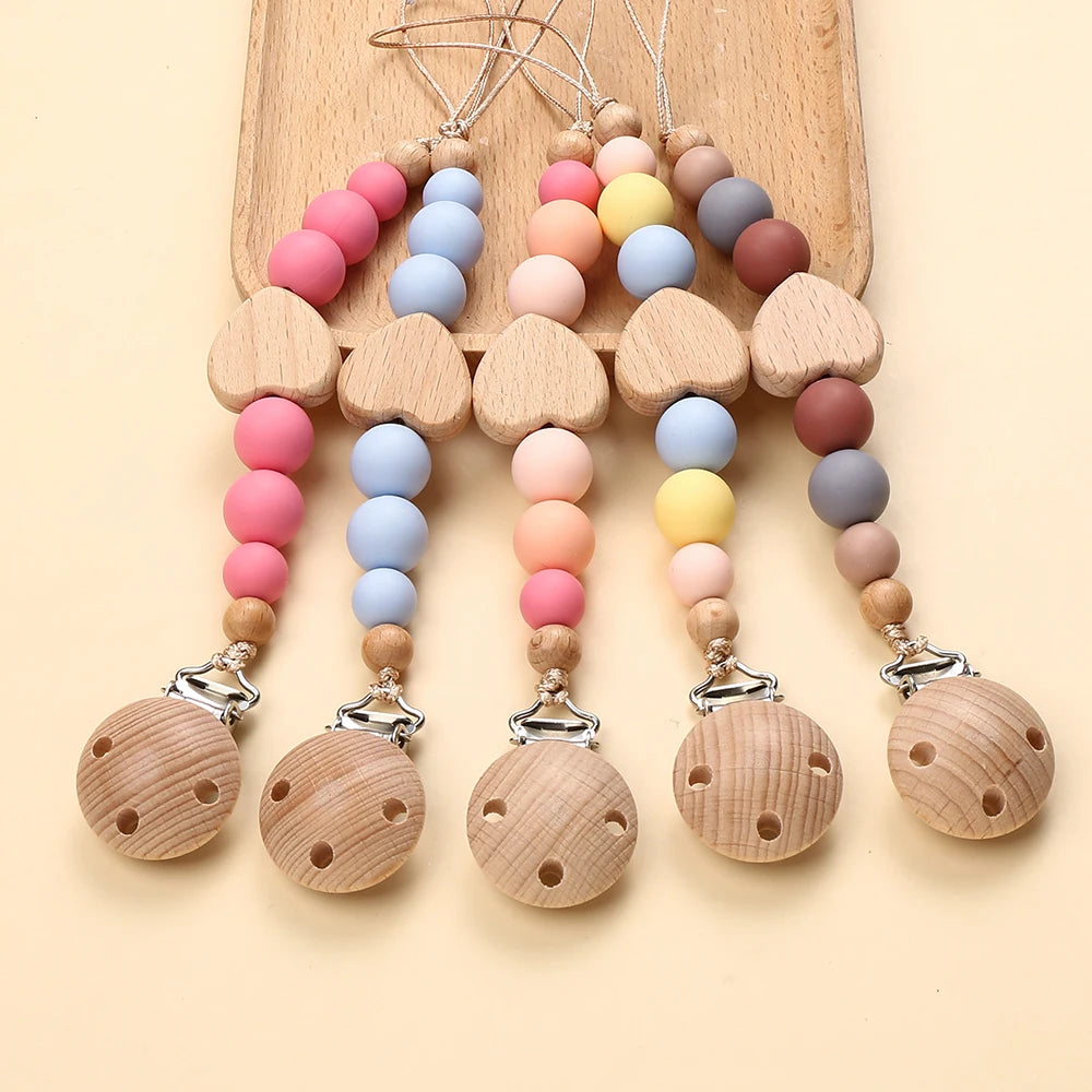 Attache Tétine Perles Petit Coeur - Attache Tétine