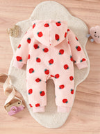 Vue de dos de la combinaison bébé rose à motif fraises