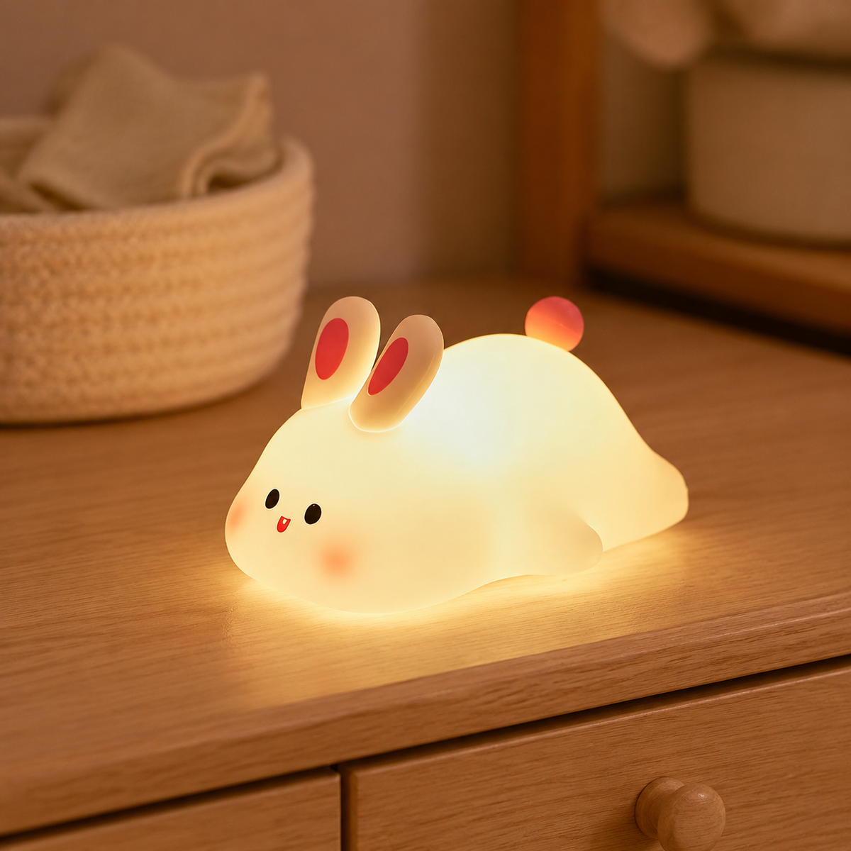 Veilleuse bébé lapin en silicone dans une chambre de bébé