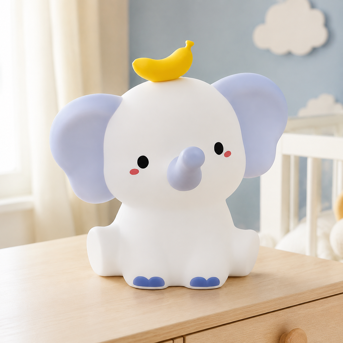 Veilleuse éléphant éteinte à la lumière du jour